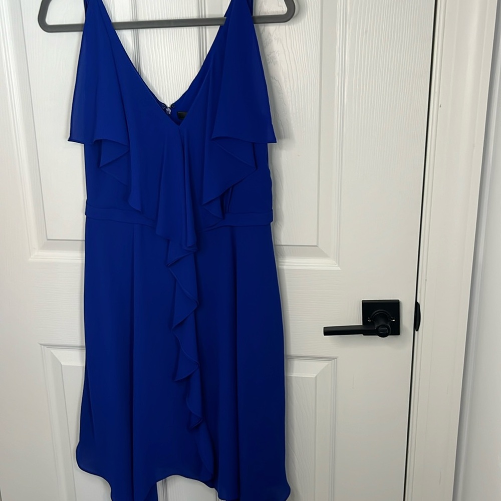 BCBG MAX AZRIA blue asymmetrical cobalt blue dress.